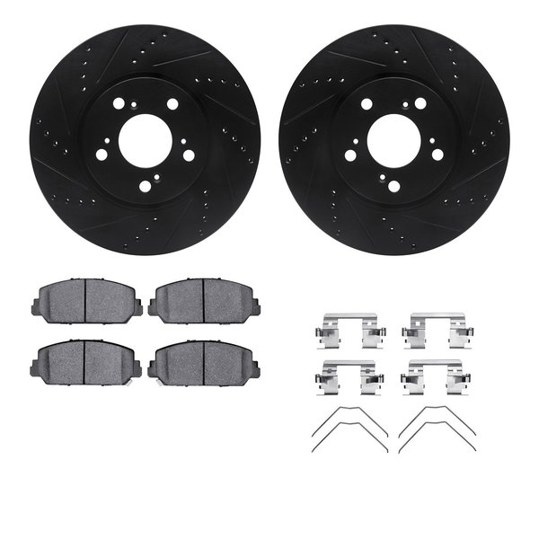 Dynamic Friction Co 8512-58031, Rotors-Drilled and Slotted-Black w/ 5000 Advanced Brake Pads incl. Hardware, Zinc Coated 8512-58031